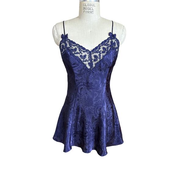 Vintage Victoria’s Secret Gold Label Blue Chemise Slip Dress Size Small - Picture 1 of 9